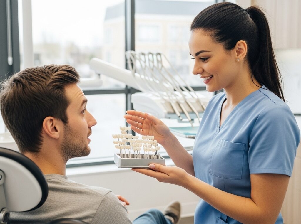 Porcelain veneers and crowns used for natural-looking smile makeovers