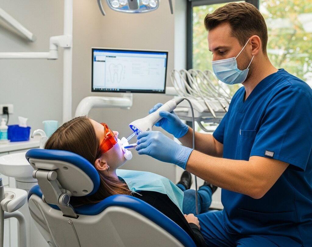 Dentist-supervised in-office teeth whitening near Edmonton